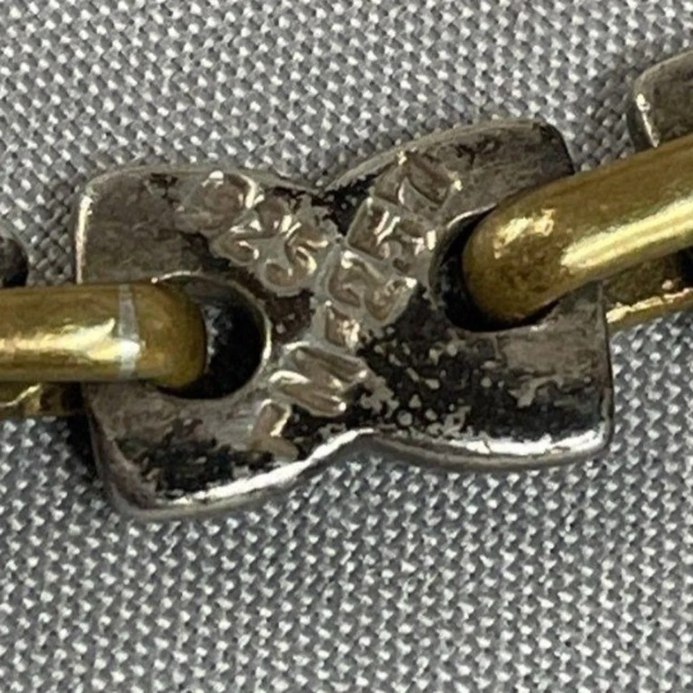 Taxco Mexico 925 Sterling Silver Two Tone X Link Bracelet Vintage 7.25 Inch - Picture 3 of 5